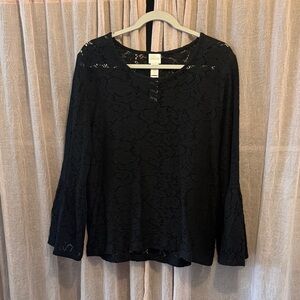 Chico's Black Lace Bell Sleeve Blouse
